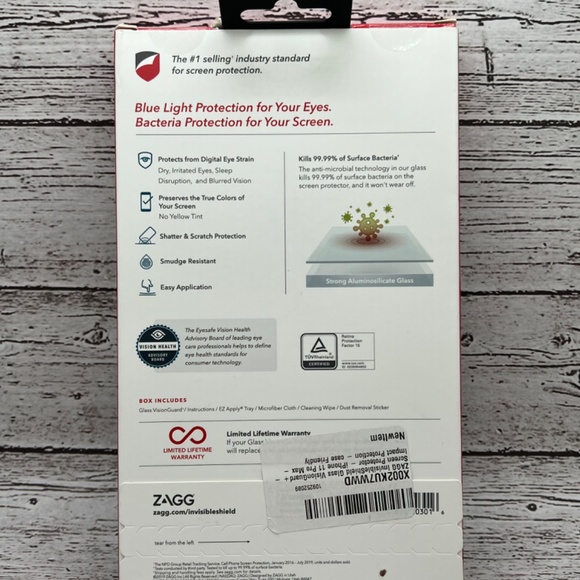 NIB. Zagg Invisible Shield Glass Visionguard+ iPhone 11 Pro Max - Picture 2 of 2